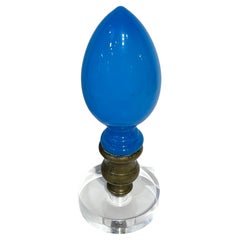 Two Napoleon III Blue Opaline & Lucite Newel Post, Sold Individually