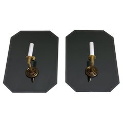 8 French Modern Maison Janson Style Mirror & Bronze Wall Sconces, Sold in Pairs