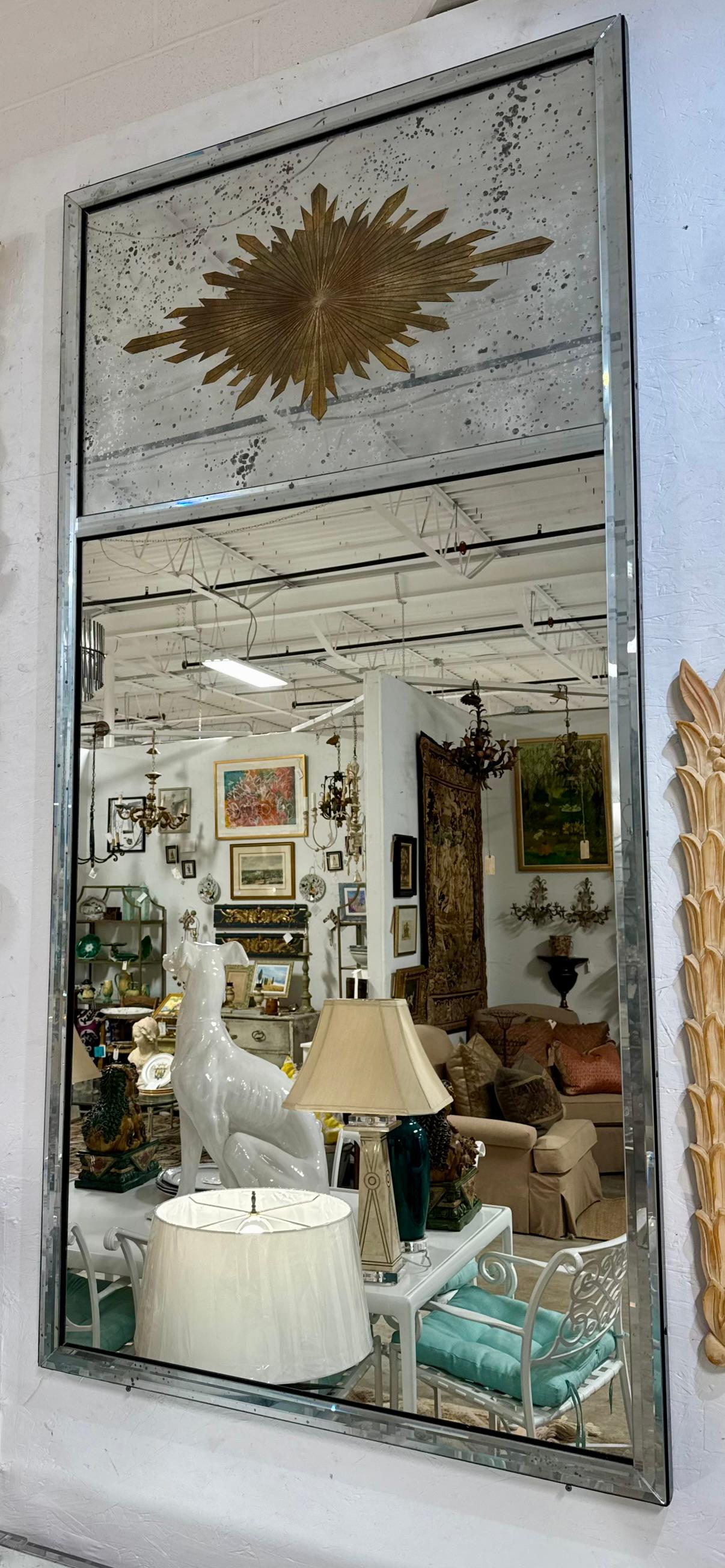 Miroir Trumeau Eglomise Sunburst de style Maison Jansen 2