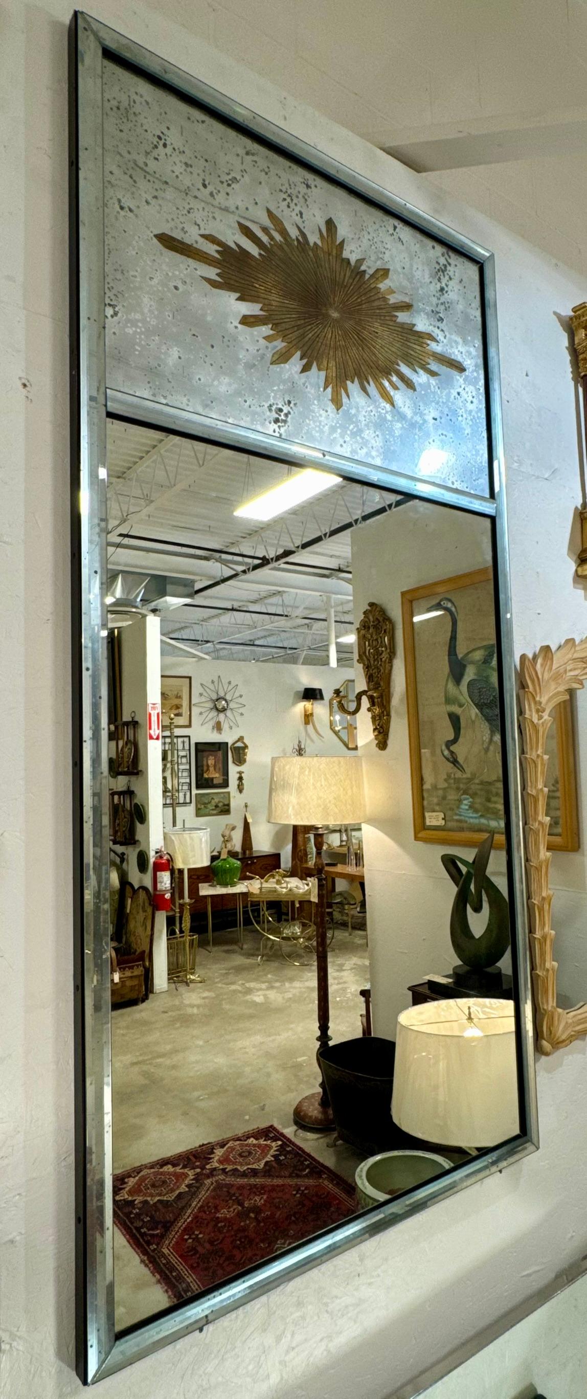 Miroir Trumeau Eglomise Sunburst de style Maison Jansen 3