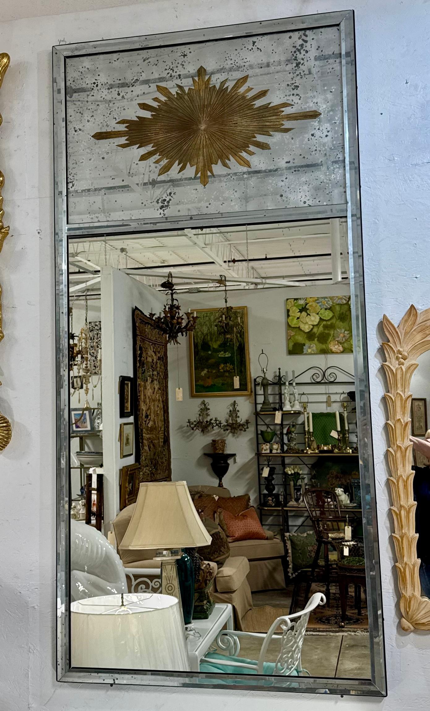 Miroir Trumeau Eglomise Sunburst de style Maison Jansen 4