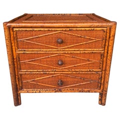 Vintage British Colonial Style Tortoiseshell Bamboo & Rattan Diminutive Chest