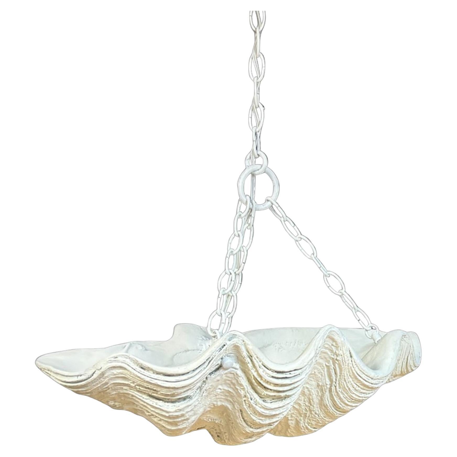 Serge Roche Attributed Cast Painted Plaster Clam Shell Chandelier, 1950s For Sale