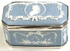 French Silver-Mounted Marie Antoinette Jasperware Snuff Box, 19th Century