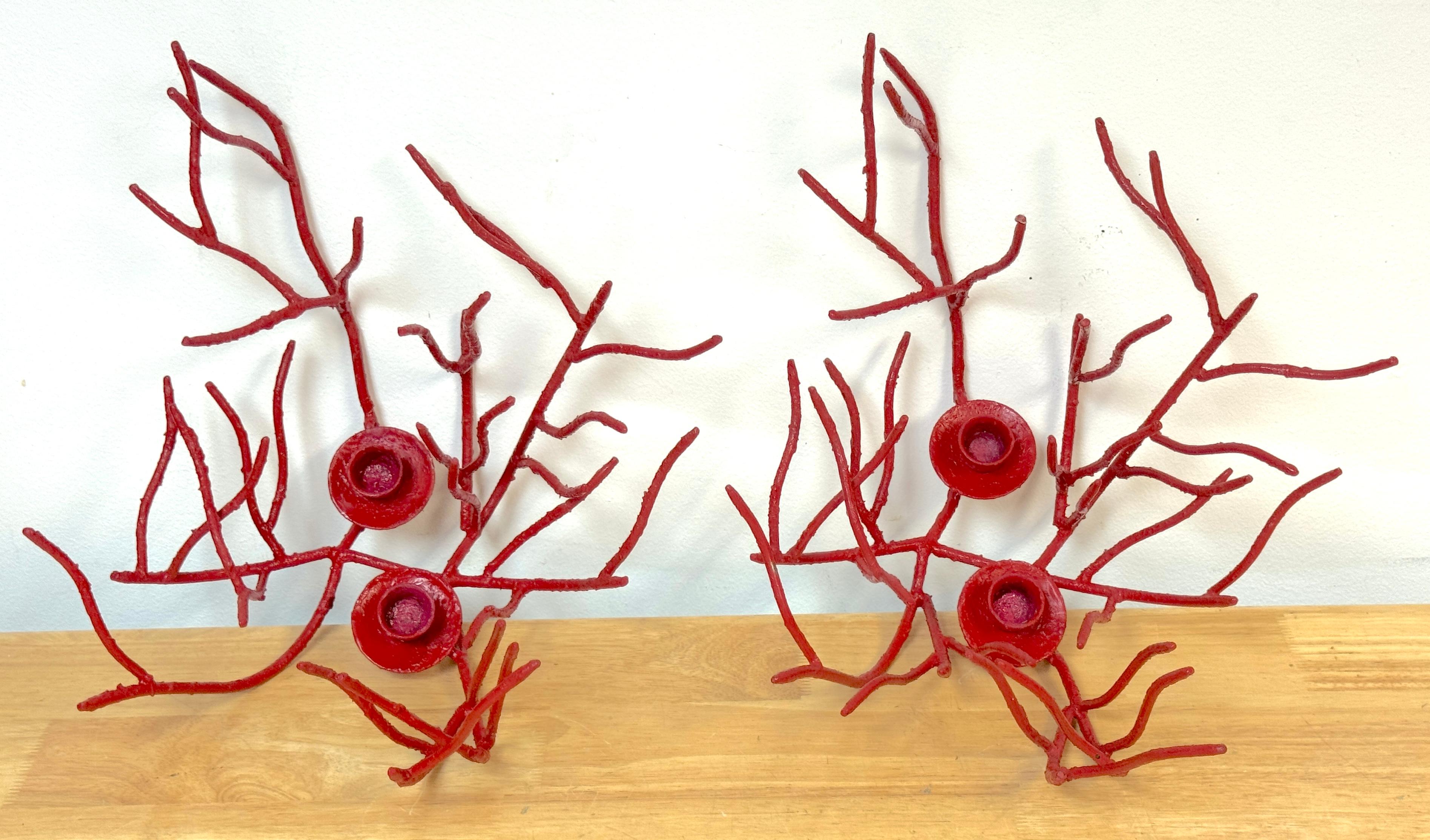 Coppia di candelabri italiani a forma di corallo nello stile di Tony Duquette in vendita 4