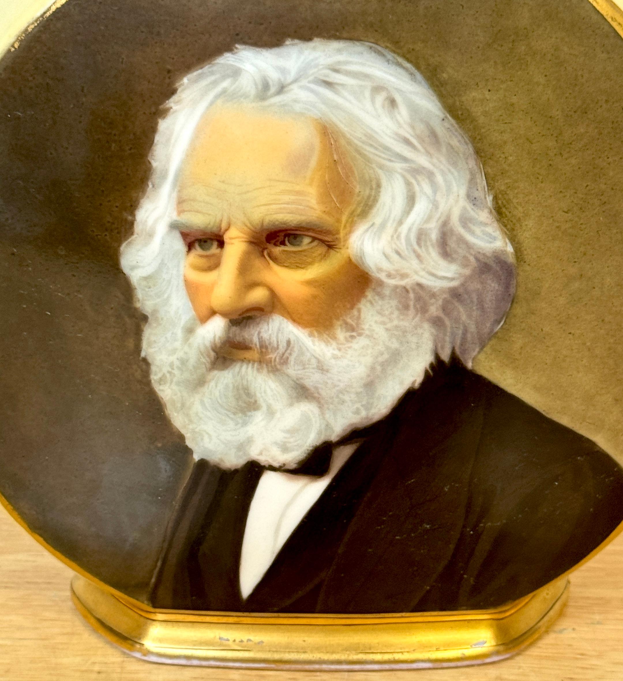 Jarrón de porcelana Old Paris de Henry Wadsworth Longfellow con inscripción poética Alto victoriano en venta