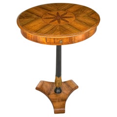 19th C. Biedermeier Inlaid Fruitwood, Satinwood & Yew Side Table, Circa 1850s