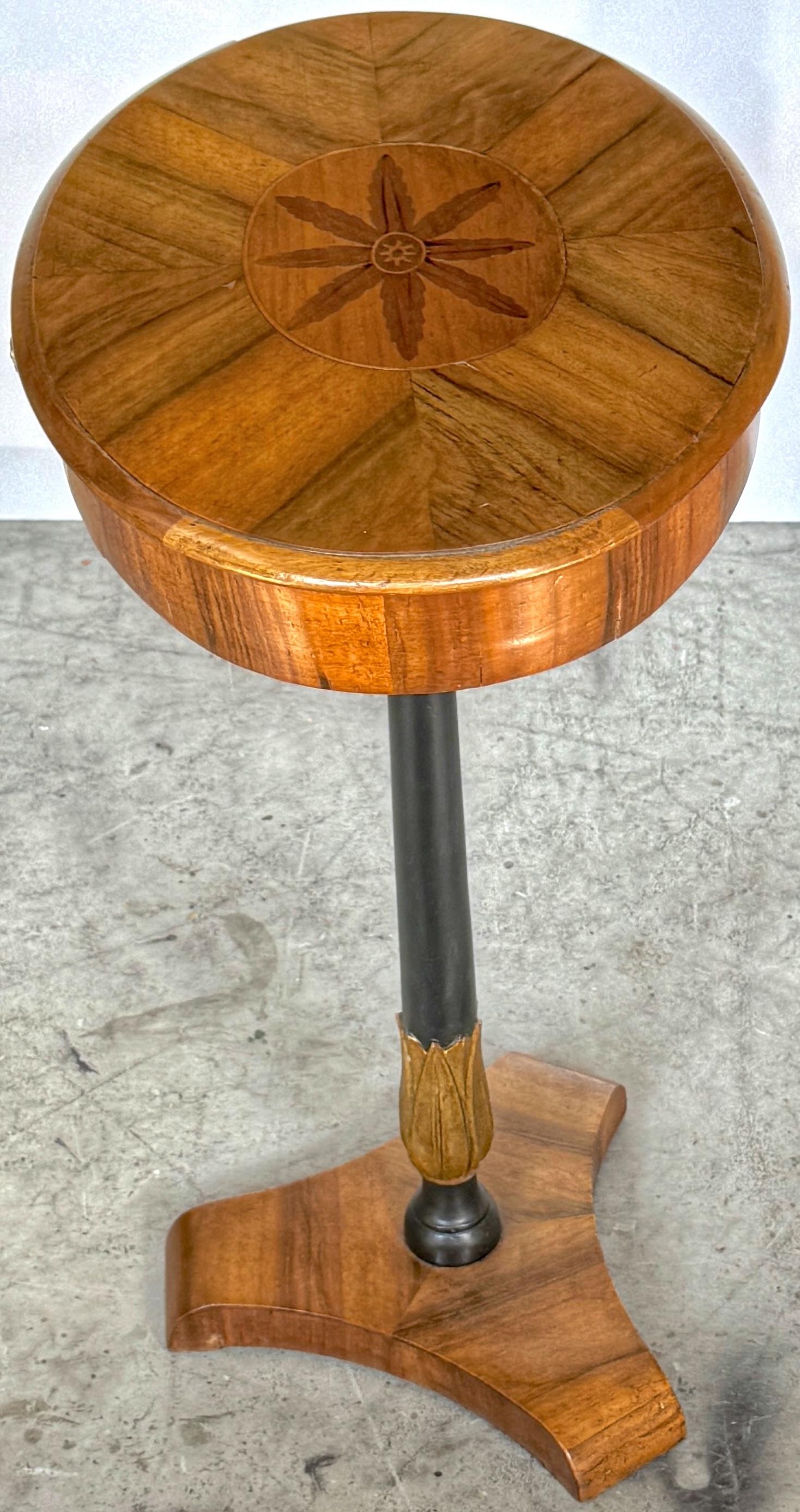 Ebonized 19th C. Biedermeier Inlaid Fruitwood, Satinwood & Yew Side Table, Circa 1850s For Sale
