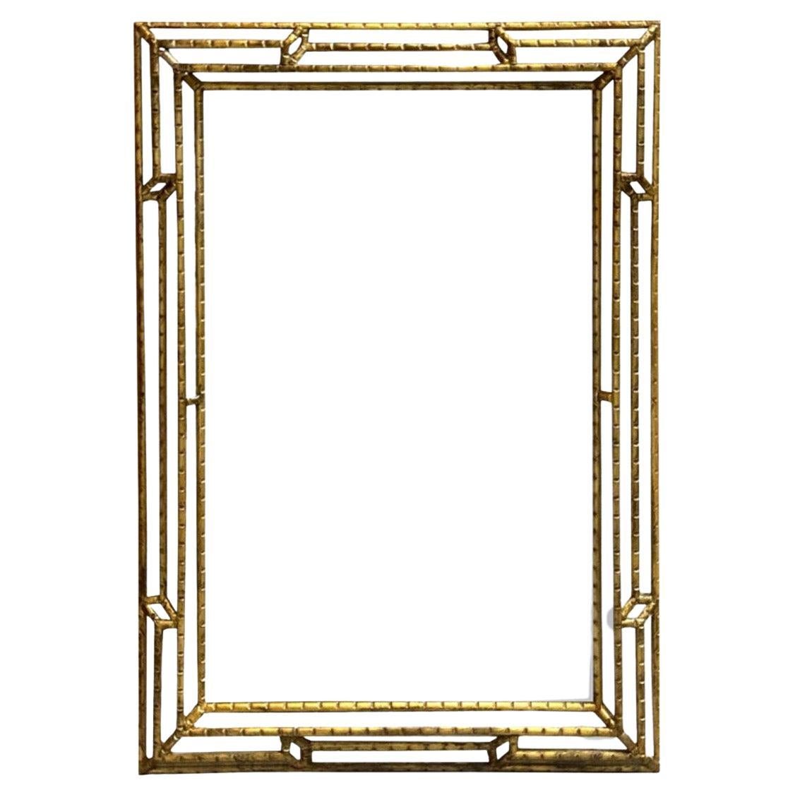 La Barge Italian Giltwood Carved Rectangular Geometric Mirror (miroir géométrique rectangulaire sculpté en bois doré) en vente
