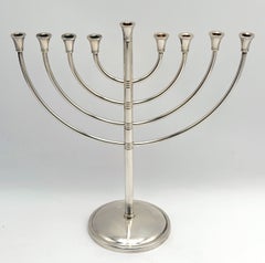 Christofle French Modernist Silver-Plate Hanukkah Menorah, Original Box