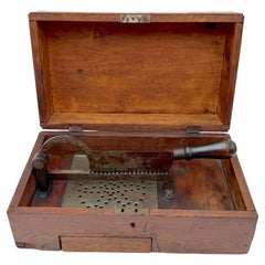 Antique American Wood Countertop Plug Tobacco Cutter with Drawer, circa 1880