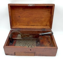 Antique American Wood Countertop Plug Tobacco Cutter with Drawer, circa 1880