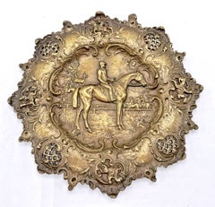 Englische Wandplakette aus der viktorianischen Zeit mit Reiter- und Jagdmotiv aus Bronze, um 1900