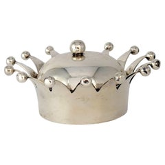 Modern Italian Silver-Plated Crown Caviar/ Condiment Server, circa 1990