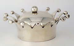Modern Italian Silver-Plated Crown Caviar/ Condiment Server, circa 1990