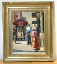 Renée Berger, Signed Manhattan Street Scene with Pedestrians, 1980