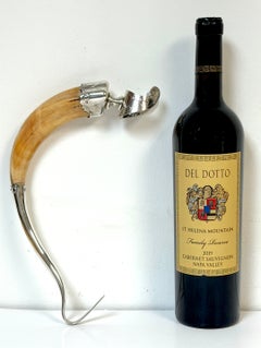 Rare Redlich & Co. Portabottiglie vittoriano in argento sterling e corno di cervo