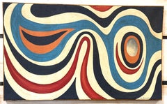 Large Mid Century abstract Oil on Burlap Alexander Calder School, Circa 1950s