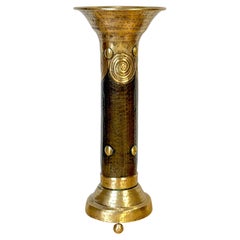 Vienna Secessionist Style Gilt and Patinated Brass Vase