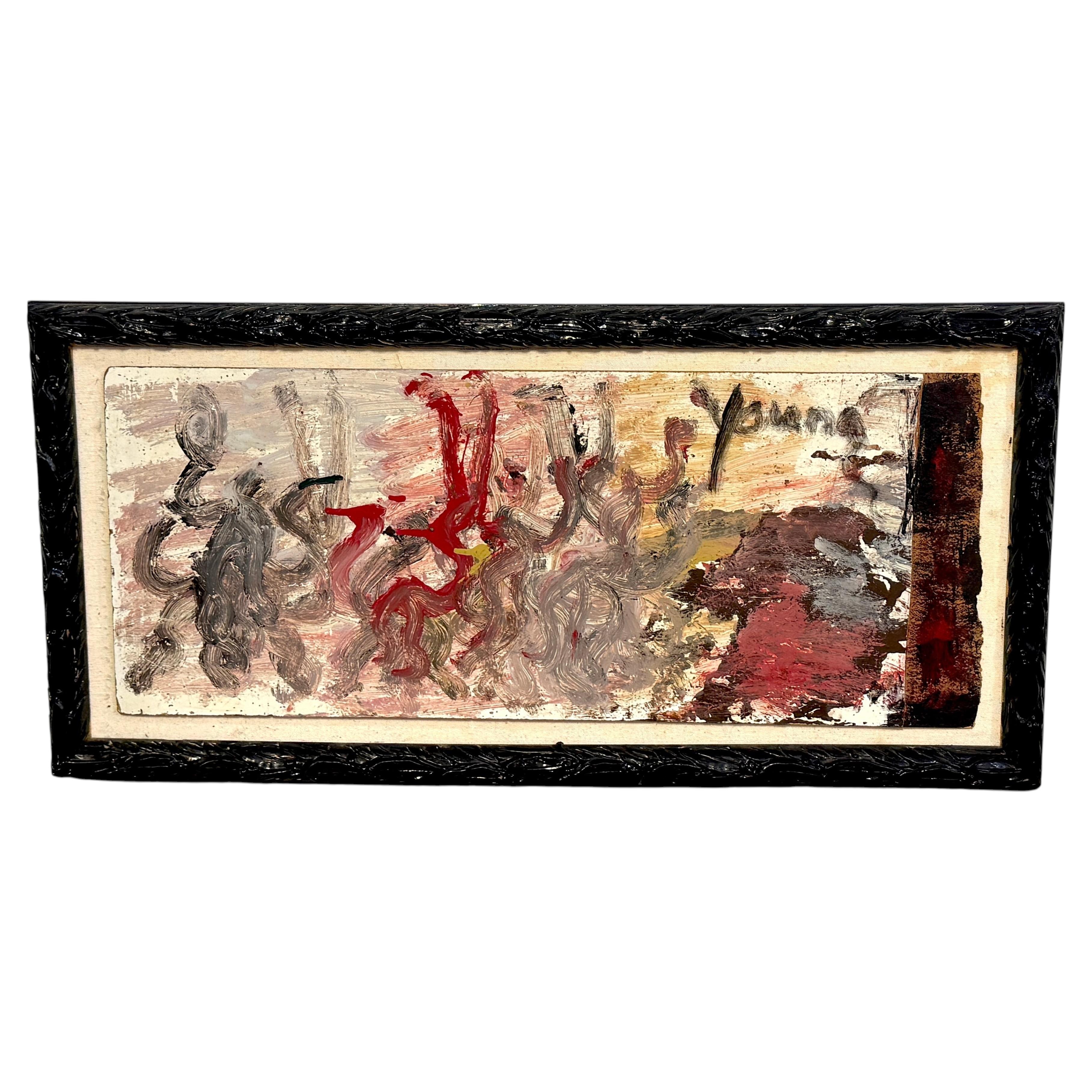Purvis Young, «Procesión de caballos y jinetes», técnica mixta sobre tabla, firmada en venta