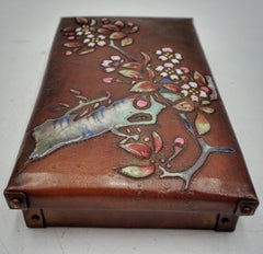Japanese Taishō Copper and Polychrome Enamel Prunus Box, circa 1920