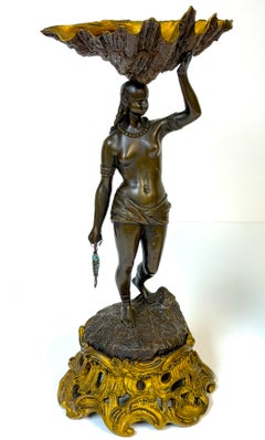Pair of 19th-Century French Bronze Tazze: Africa and America by Louis Hottot