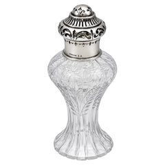 Antique American Sterling Silver and Cut Crystal Dresser Bottle, circa 1900