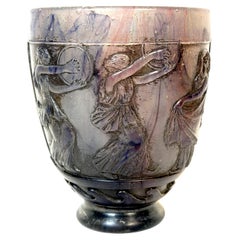 Daum Nancy, französische Pâte-de-Verre-Vase mit klassischen Musikern, um 1910