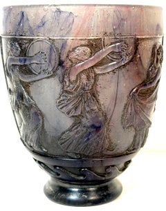 Daum Nancy, französische Pâte-de-Verre-Vase mit klassischen Musikern, um 1910