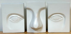 Three-Piece Postmodern Fragmented Face Wall Sculpture, Signed “Scher 1993”