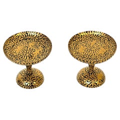 Pair of Japanese Meiji Miniature Gold Maki-e Lacquer Takatsuki Stands