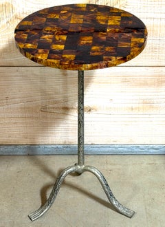 Maitland-Smith Tessellated Coconut Shell and Silvered Bronze Drinks Table