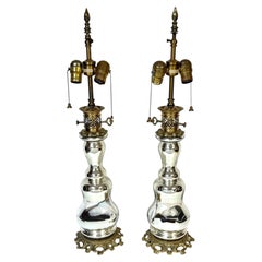 Pair of Antique Mercury Glass Lamps, Refitted by Warren Kessler, circa 1960s