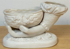 Robert Cooke English Parian Hand Double Vase, Aesthetic Period, circa 1875