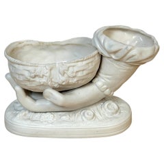 Robert Cooke English Parian Hand Double Vase, Aesthetic Period, circa 1875