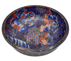 Large Meiji Japanese Arita Imari Bowl, Attributed to Fukagawa