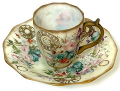 American Crown Milano Aesthetic Movement Glass Cup and Saucer, circa 1895