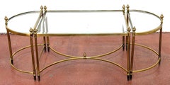 Maison Jansen Style Tripartite Brass and Beveled Glass Coffee Table