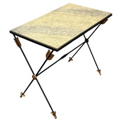 Maison Jansen Style Gilt-Iron Arrow Motif Side Table, France, 1970s