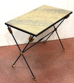 Maison Jansen Style Gilt-Iron Arrow Motif Side Table, France, 1970s
