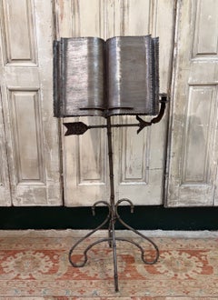 Italian Trompe l’Oeil Faux-Bamboo Iron Music Stand with Candlestick, Circa 1970s