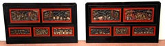 Pair of 19th Century Chinese Carved Gilt Lacquer Twin/King Headboards or Panels