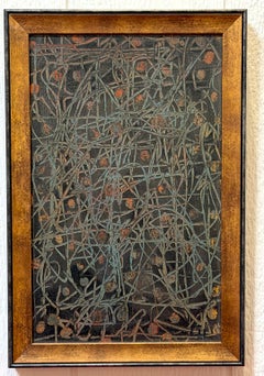 American Abstract Expressionist Impasto Oil on Board, Signed CH, circa 1960