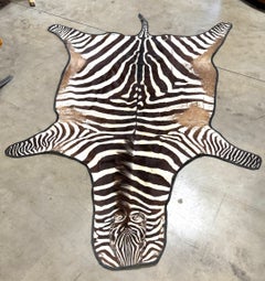 Vintage Custom Zebra Hide Rug with Leather Back
