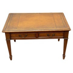 English Regency Style Leather-Top Two-Drawer Coffee Table, Circa 1950s