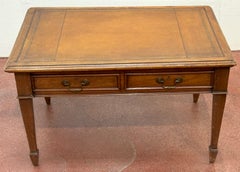 English Regency Style Leather-Top Two-Drawer Coffee Table, Circa 1950s