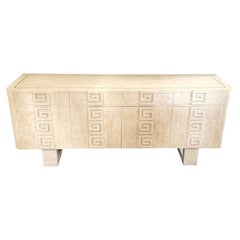 Maitland-Smith Tessellated Stone Floating Credenza Greek Key Motif