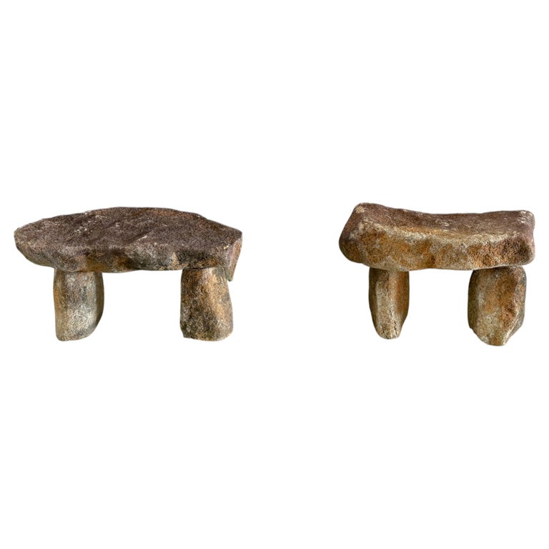 1stDibs Pair of Stonehenge-Style Stone Garden Benches, English, 19th Century