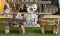 Par de bancos de jardín de piedra al estilo de Stonehenge, ingleses, siglo XIX
