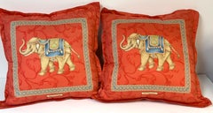 Pair Jim Thompson Thai Silk Elephant Pillows, Tony Duquette Style, circa 1990s